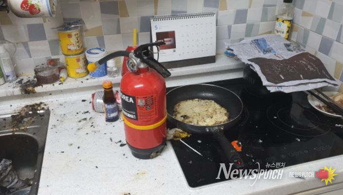 계양소방서, 토치 화재 신고자는 소화기로 자체진화