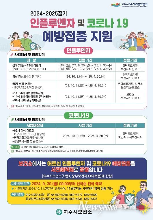 여수시, 11일부터 코로나19 무료 예방접종