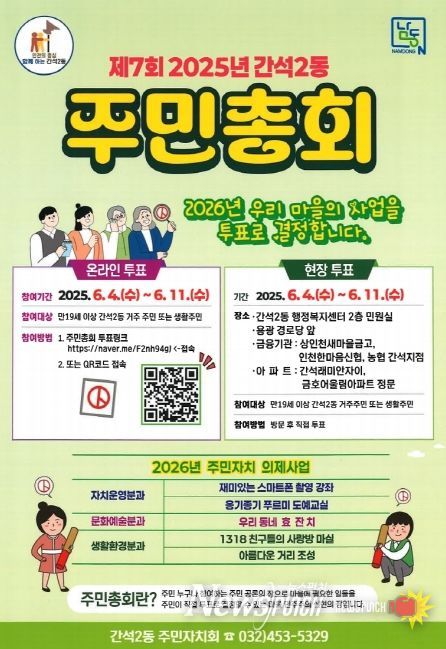 남동구 간석2동 주민자치회, 2025년 주민총회 마을의제 투표