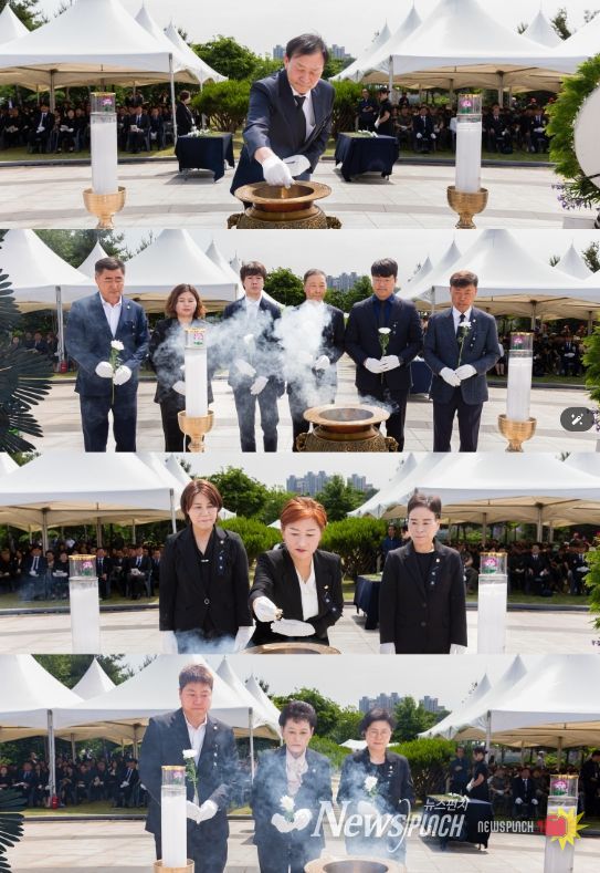 안산시의회 의원들이 6일 단원구 원곡공원 내 현충탑에서 열린 ‘제70회 현충일 추념식’에 참석해 순국선열의 넋을 기렸다.