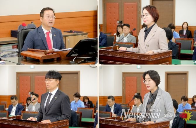 왼쪽부터 시계방향으로 : 한근수 자치행정위원장, 정현미 의원, 박은경 의원, 원주영 의원