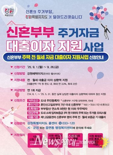 2025년 신혼부부 주거자금 대출이자 지원사업 홍보