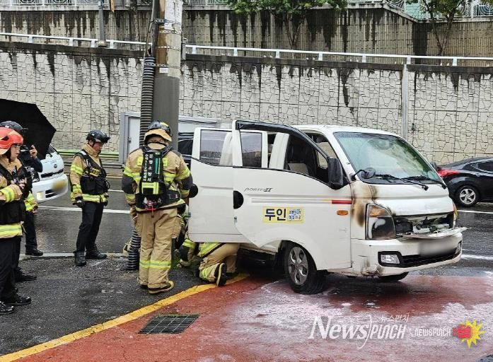 은평구시설관리공단 직원의 신속한 대응으로 차량 화재 확산 막아