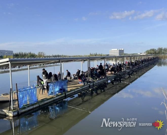 지난 24일 개최된 제16회 화성시장배 전국 민물낚시대회에서 참가자들이 붕어를 낚고 있다