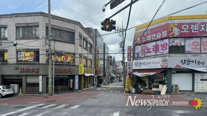 봉선동 먹자골목 전경