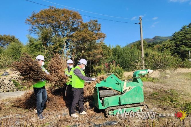 영농부산물 파쇄지원단 활동 사진