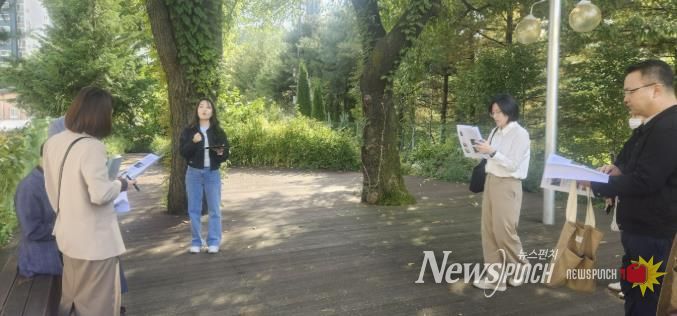 시온고등학교 학교숲 현장평가 모습