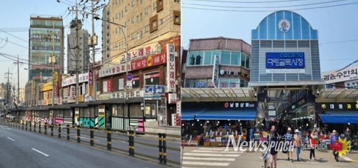 대조시장 전경(왼쪽), 대림골목시장 전경(오른쪽)