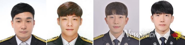 소방장 홍성호, 소방교 박원기, 김지환, 소방사 이규복