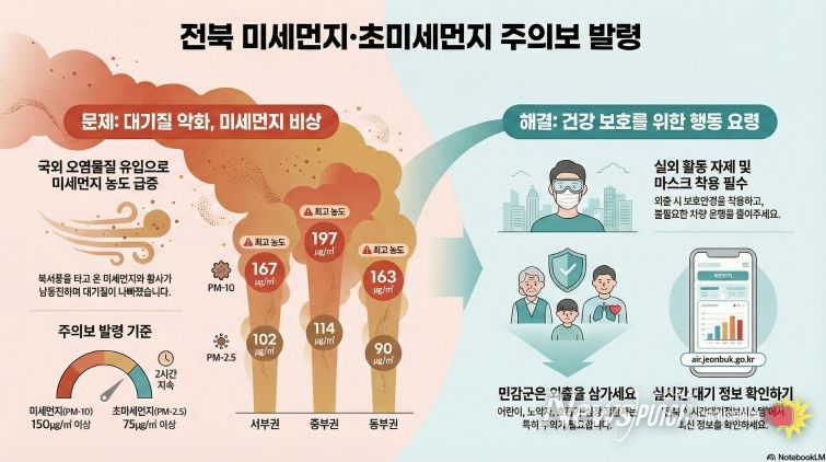 전북 전권역 미세먼지 주의보 발령