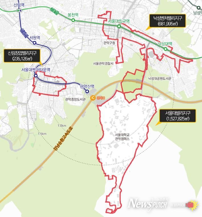 관악S밸리 R&D 벤처·창업 특정개발진흥지구 대상지 위치도