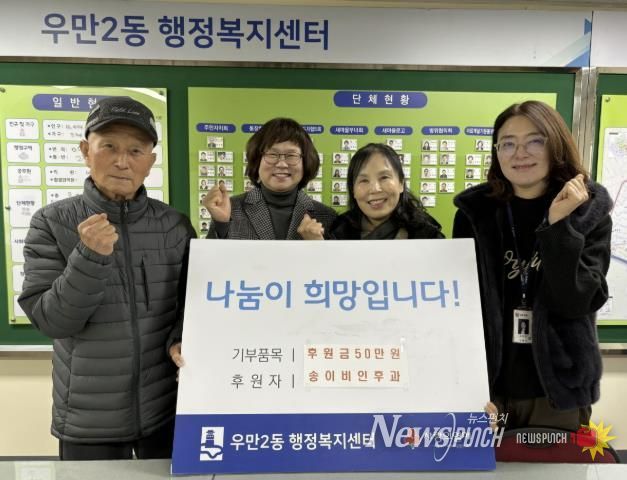 송이비인후과, 수원시 팔달구 우만2동에 관내 취약계층을 위한 후원금 50만원 기부