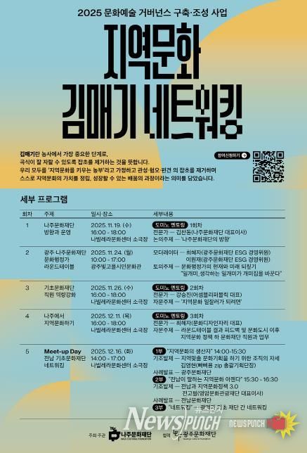 나주문화재단이 오는 12월 16일 나빌레라문화센터 소극장에서 광주·전남권 문화재단이 함께하는 ‘밋업데이’를 개최한다.