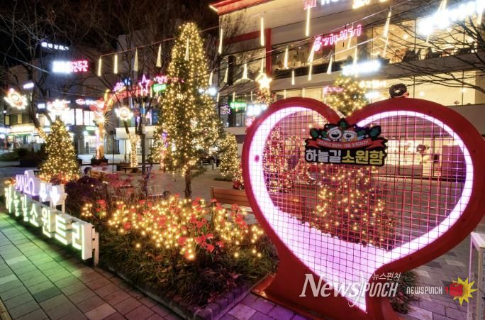 하늘길 소원광장에 설치된 소원트리들