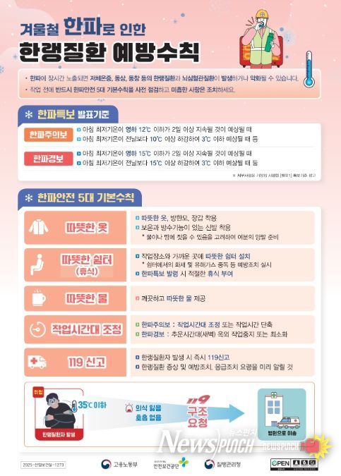 겨울철 한파로 인한 한랭질환 예방수칙