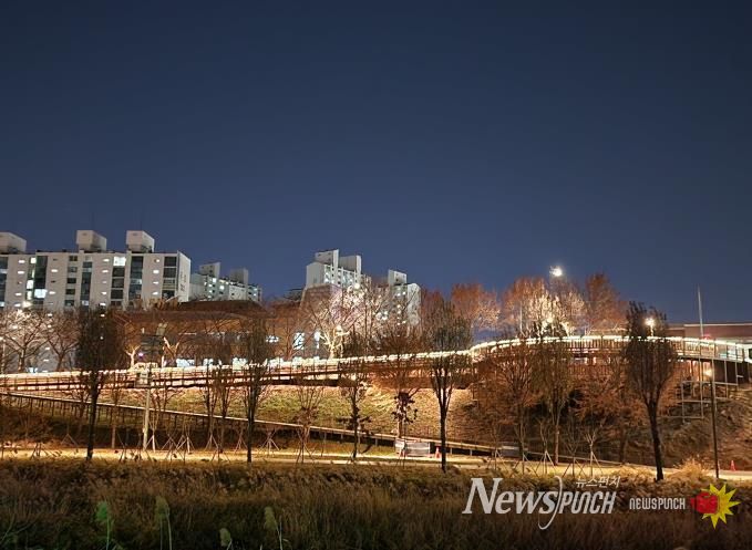 도림천에 설치된 보행 데크 및 전망대 전경
