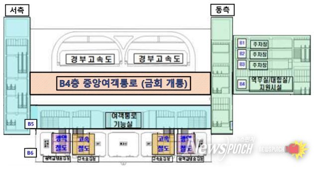 동탄역 B4층 중앙여객통로 현황
