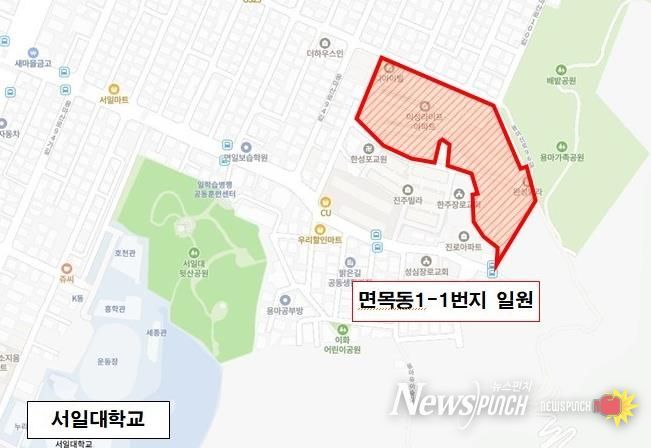 면목동 1-1번지 위치도