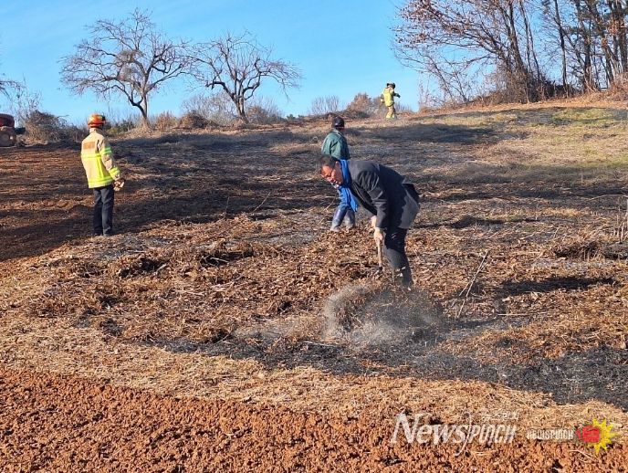 완주군의회 이주갑 위원장, 산불 현장 직접 진화