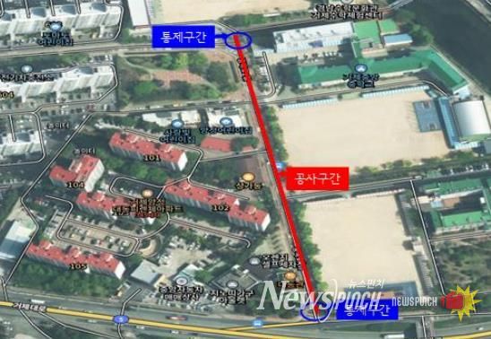 거제시 장평중곡지구 침수예방사업 우수관 매설공사에 따른 주간 교통통제 안내