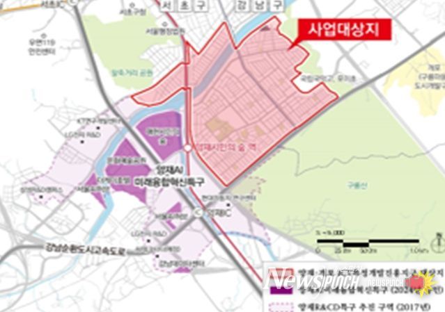 양재·개포 ICT 특정개발 진흥지구 위치도