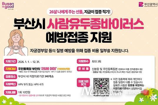 부산시, 올해도 사람유두종바이러스 예방접종 지원
