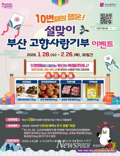 '10번째의 행운! 설맞이 부산 고향사랑기부 이벤트'