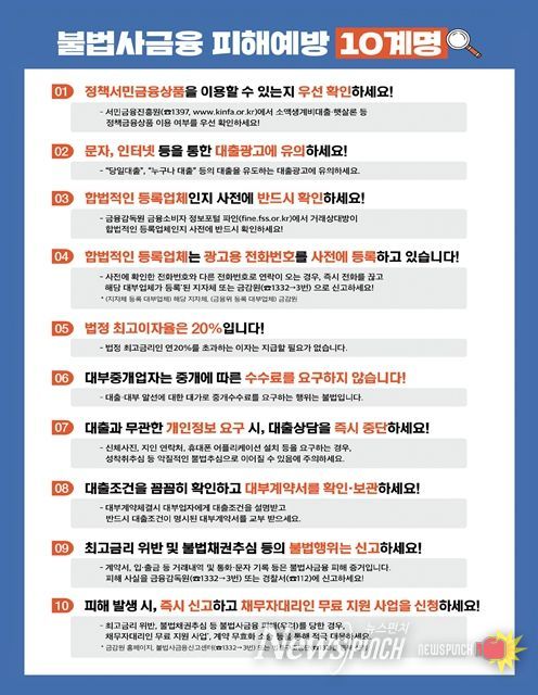 '불법사금융 피해예방 10계명' 포스터