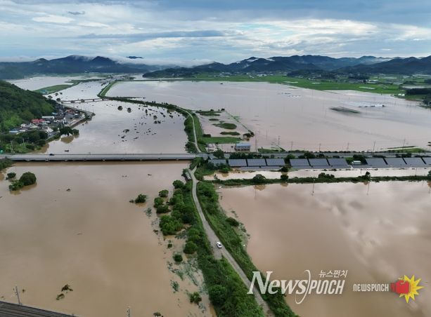 문평면 산호지구가 농림축산식품부의 배수개선사업 신규 착수지구로 선정됐다. 사진은 산호지구 침수 당시 모습.