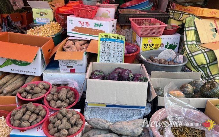 진주시, 설명절 대비 ‘농산물 원산지 표시 지도·점검’ - 전통시장 원산지표시 사례