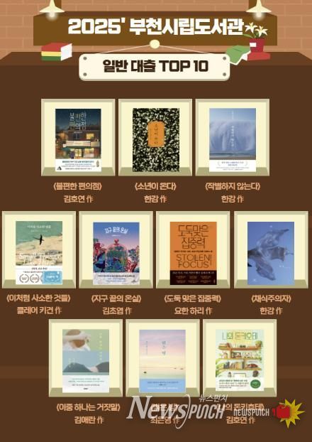 부천시립도서관이 선정한 2025년 베스트 대출 도서 목록 (성인)