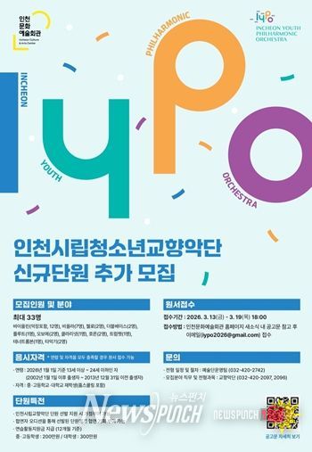 인천시립청소년교향악단 신규 단원 추가 모집
