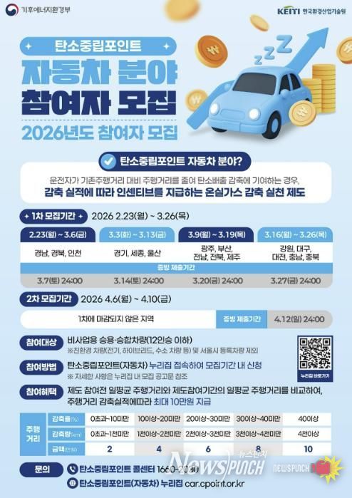 2026년도 탄소중립포인트 자동차 분야 참여자 모집 안내문