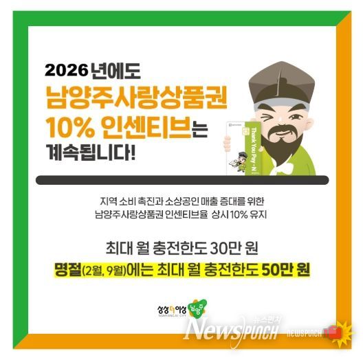 ‘남양주사랑상품권 10% 인센티브는 계속됩니다’ 홍보 이미지