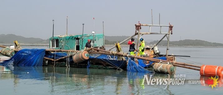 실뱀장어안강망어업 어구 점검