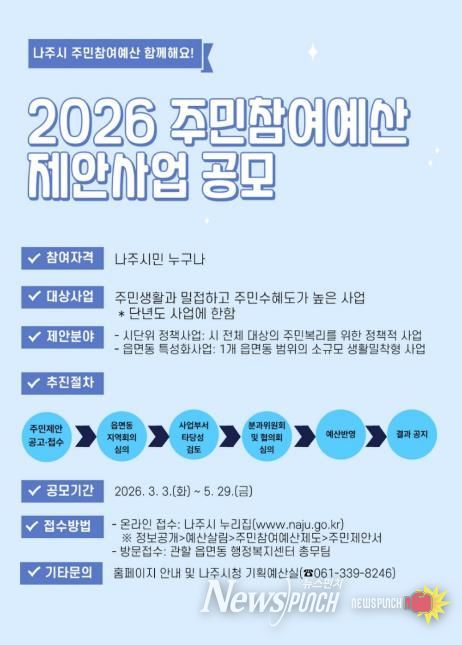 나주시 주민참여예산 제안사업 공모 안내 포스터. (사진 제공-나주시)