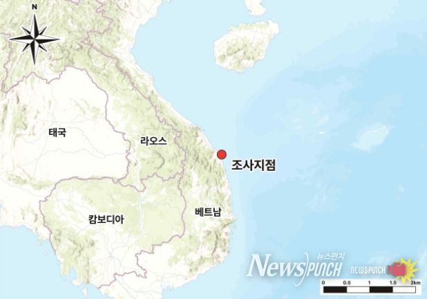 베트남 꽝응아이성 빈쩌우만 쩌우투언 해역 위치도