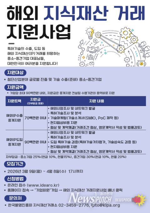 2026년 '해외 지식재산 거래 지원사업' 모집 공고문