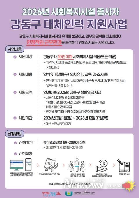 2026년 사회복지시설 종사자 대체인력 지원사업 안내문