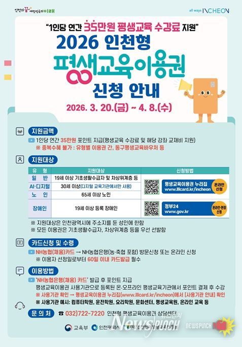 인천시‘평생교육이용권 지원사업’추진