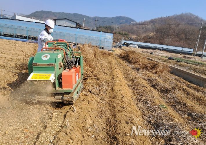 영농부산물 파쇄 모습