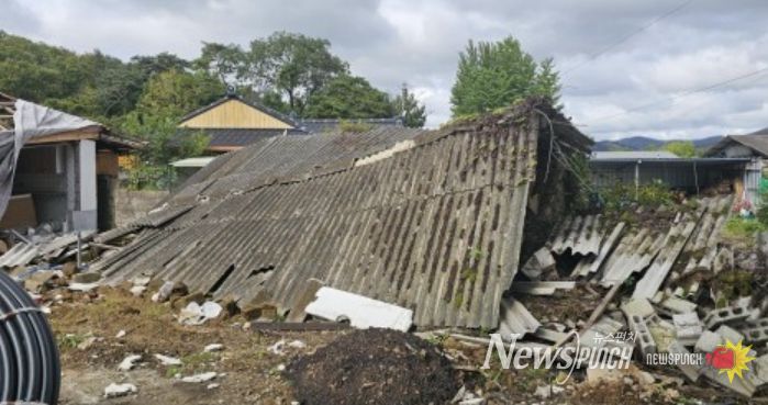 폐슬레이트 수거의 해 지원 대상 예시-2(훼손방치된 석면 슬레이트 건축물)