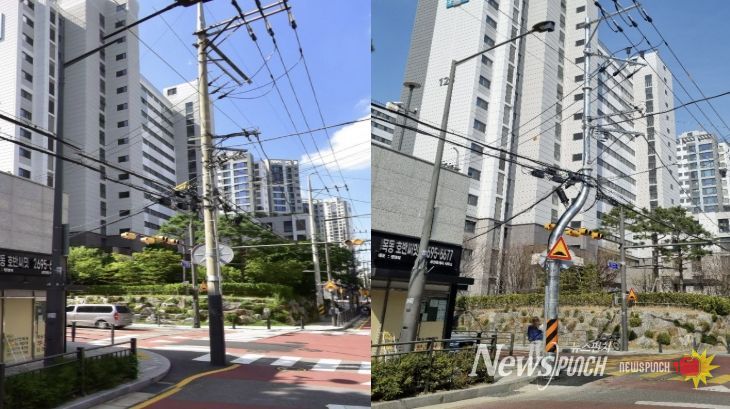 신정3동 호반써밋목동아파트 앞 사거리 이설 전·후 모습