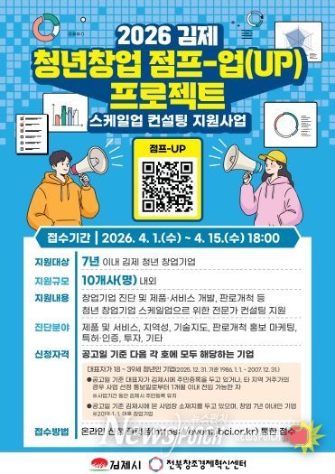 김제시, 청년창업 점프-업(UP) 프로젝트 본격 추진