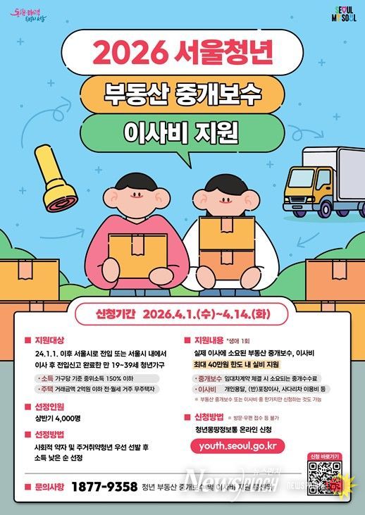 2026 서울청년 부동산 중개보수 및 이사비 지원사업 홍보 포스터