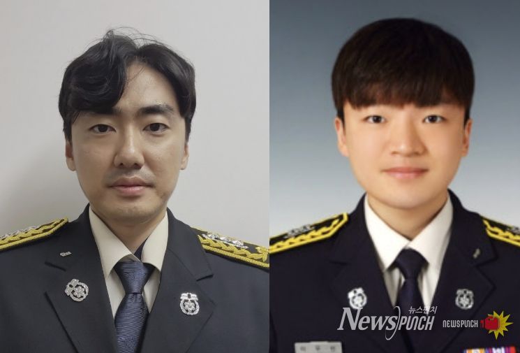 왼쪽부터 소방교 정기용, 소방교 이우빈