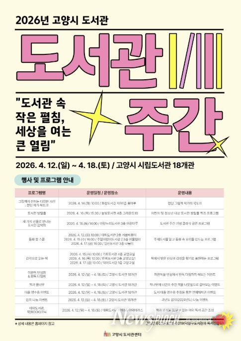 2026년 고양시 도서관 주간 포스터