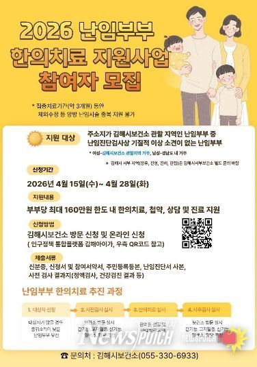 김해시, 난임부부 한의치료 지원사업 참여자 모집