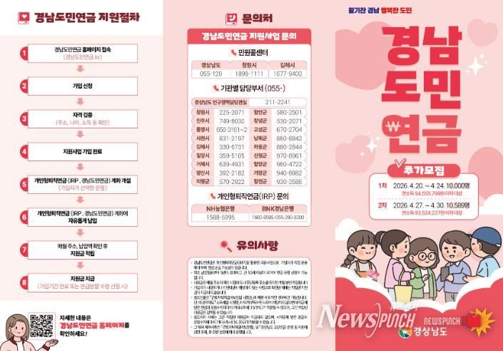 남해군, 경남도민연금 가입자 추가 모집