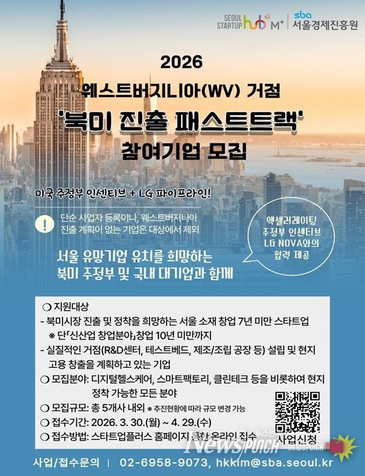 2026 웨스트버지니아(WV) 거점‘북미 진출 패스트트랙’참여기업 모집 포스터